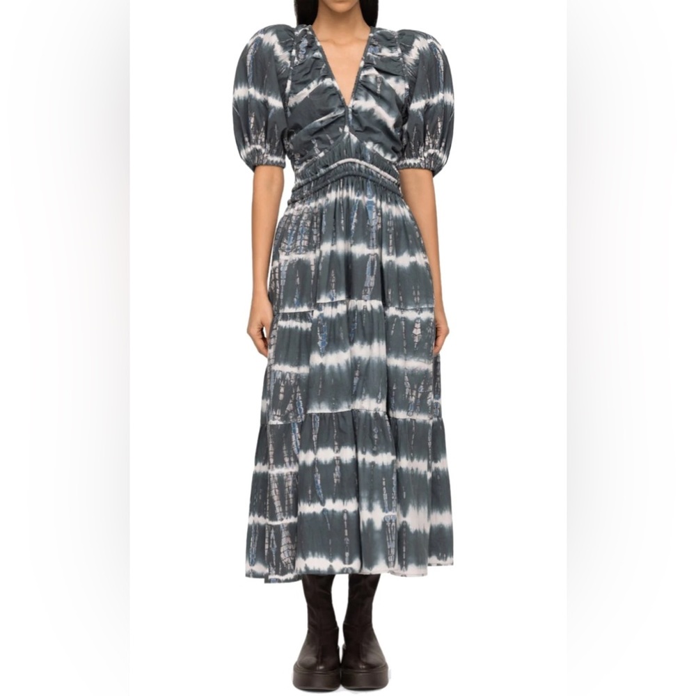 NWT Sea New York Nadia Tie Dye Puff Sleeve V Neck Dress XS - Picture 2 of 5